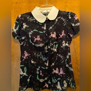 NWT Hell Bunny Sheer Poodle Blouse Size S